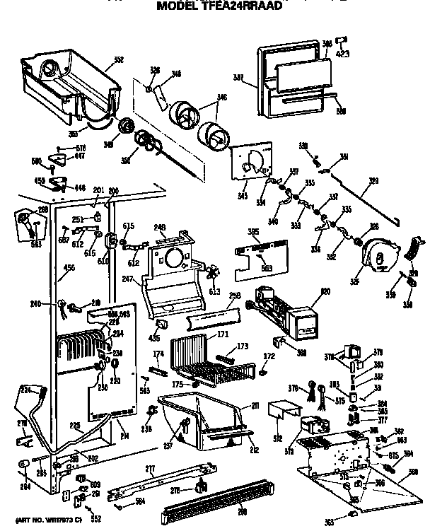 GE TFEA24RRAAD freezer section diagram