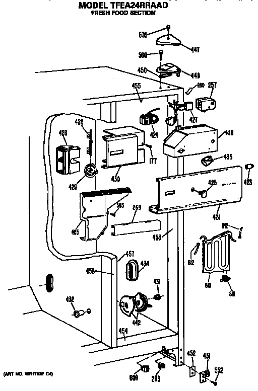 GE TFEA24RRAAD fresh food section diagram
