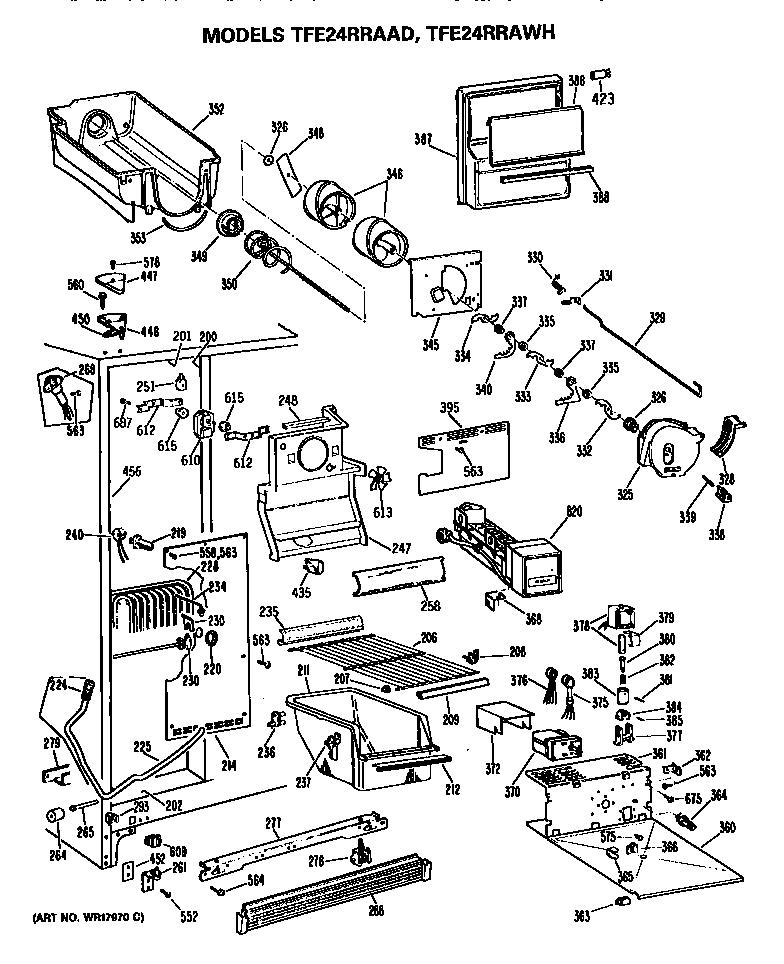 GE TFE24RRAAD freezer section diagram