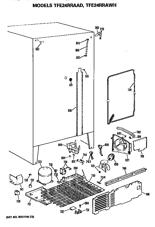 GE TFE24RRAAD unit parts diagram