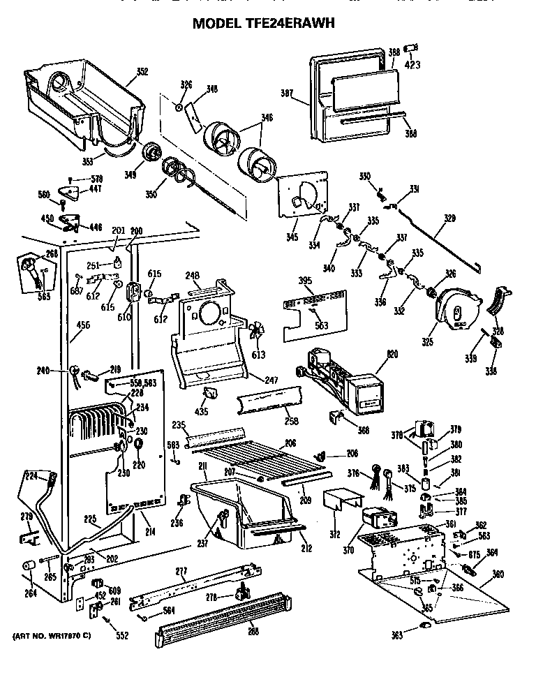 GE TFE24ERAWH freezer section diagram