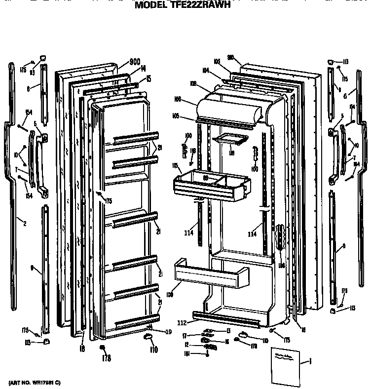 GE TFE22ZRAWH doors diagram