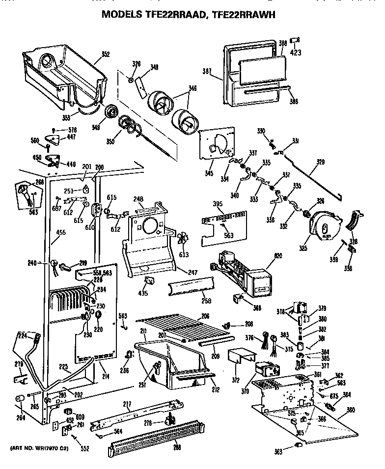 GE TFE22RRAWH freezer section diagram