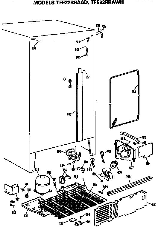 GE TFE22RRAWH unit parts diagram