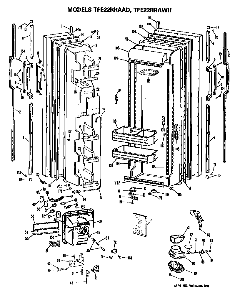 GE TFE22RRAWH doors diagram