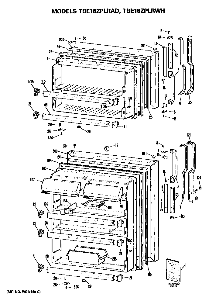 GE TBE18ZPLRAD doors diagram