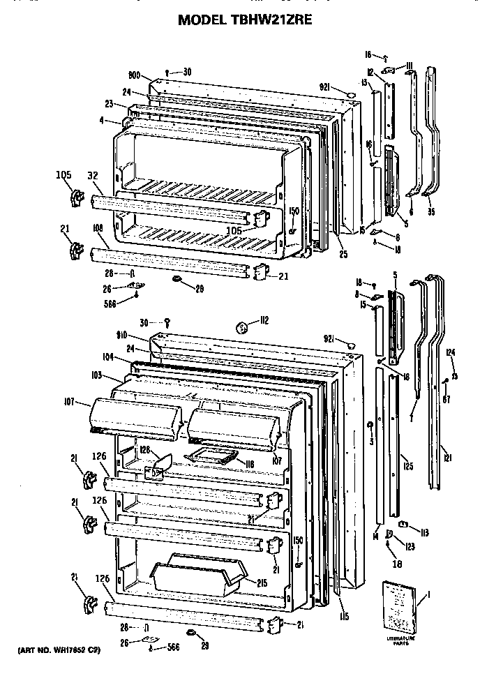 GE TBHW21ZRERWH doors diagram