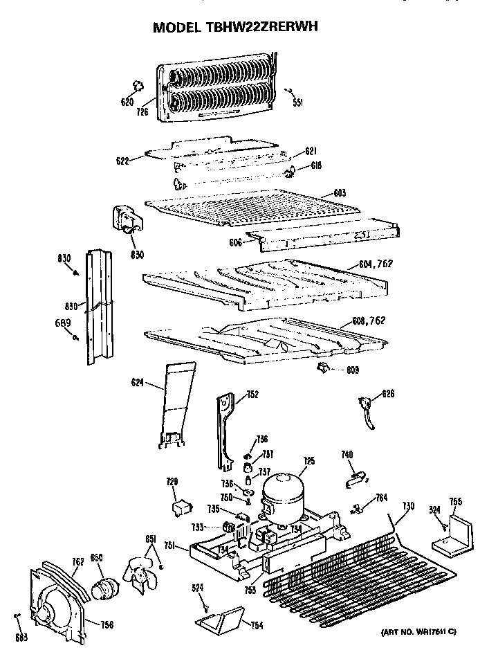 GE TBHW22ZRERWH unit parts diagram
