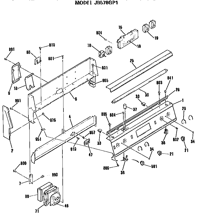 GE JB578GP1 controls diagram