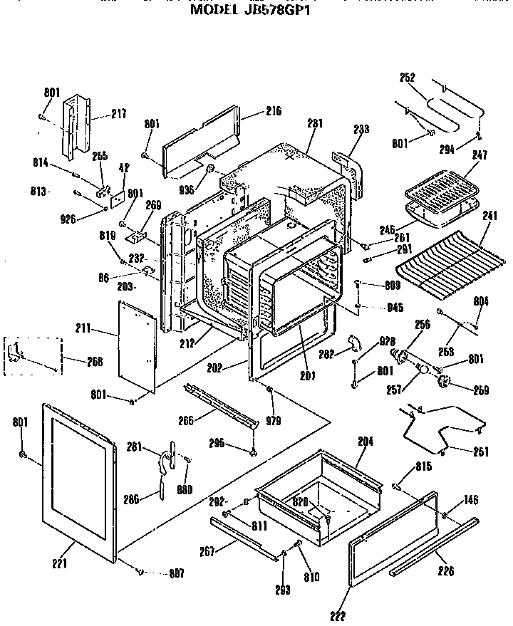 GE JB578GP1 main body diagram