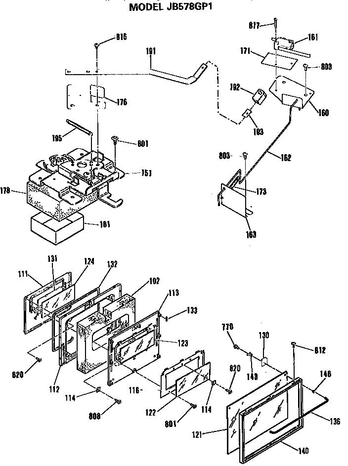 GE JB578GP1 door diagram