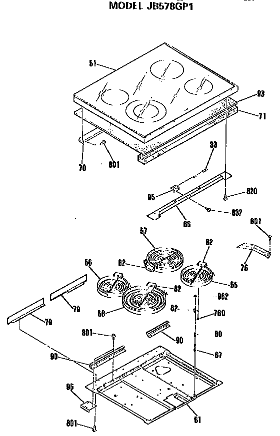 GE JB578GP1 cooktop diagram