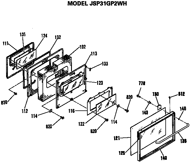 GE JSP31GP2WH door diagram