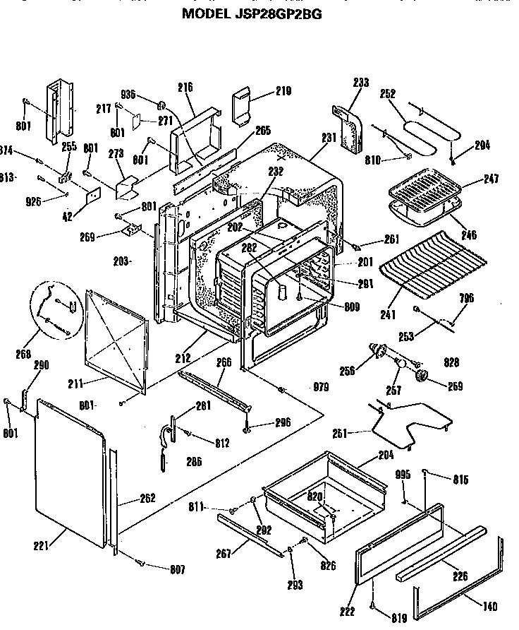 GE JSP28GP2BG oven diagram