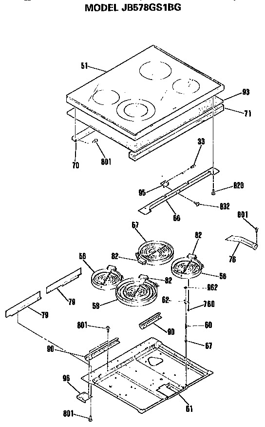 GE JB578GS1BG cooktop' diagram