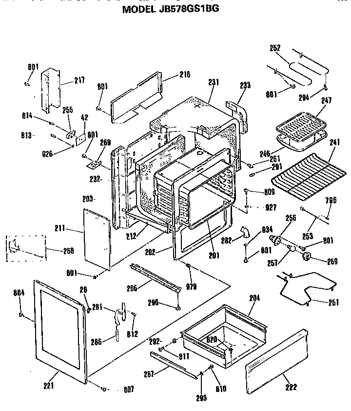 GE JB578GS1BG main body diagram