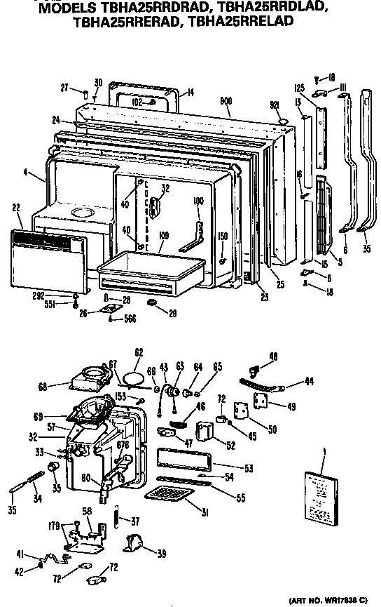GE TBHA25RRDRAD freezer door diagram