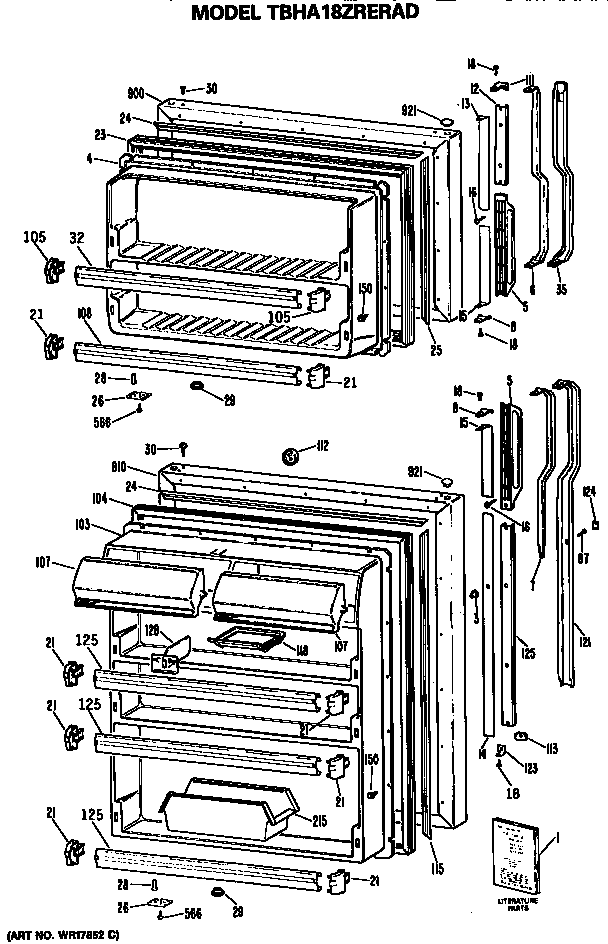 GE TBHA18ZRERAD doors diagram
