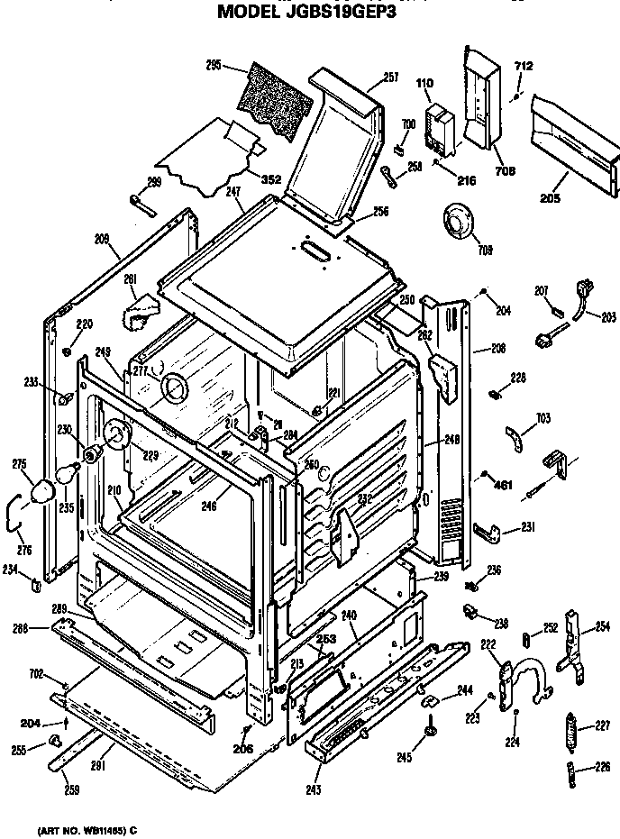 GE JGBS19GEP3 main body diagram
