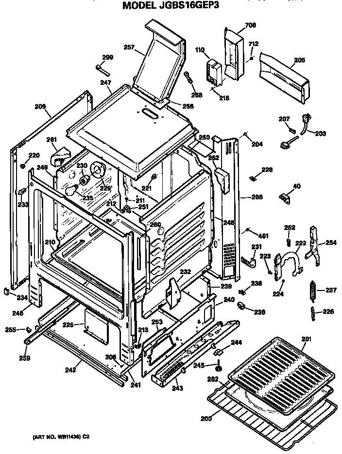 GE JGBS16GEP3 main body diagram
