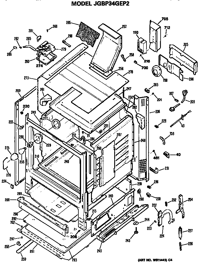 GE JGBP34GEP2 main body diagram