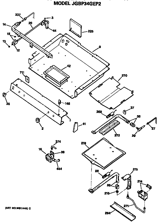 GE JGBP34GEP2 burner assembly diagram