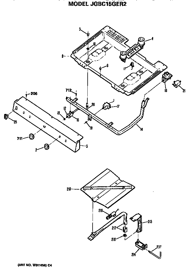 GE JGBC15GER2 burner assembly diagram