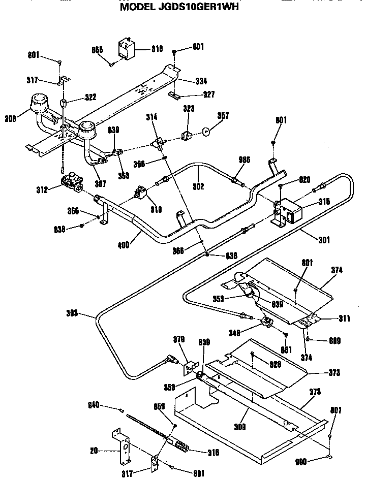 GE JGDS10GER1WH burner assembly diagram