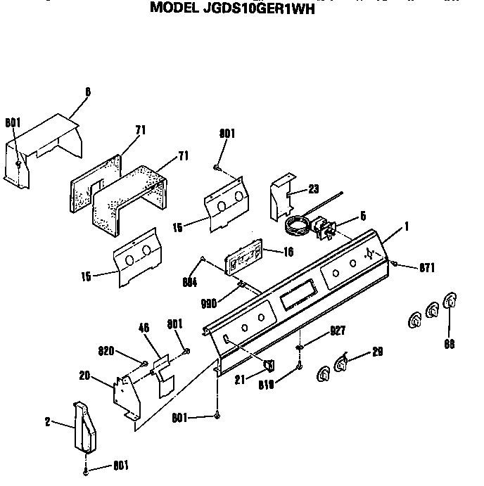 GE JGDS10GER1WH control panel diagram