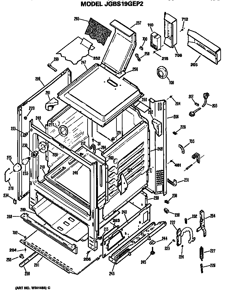 GE JGBS19GEP2 main body diagram