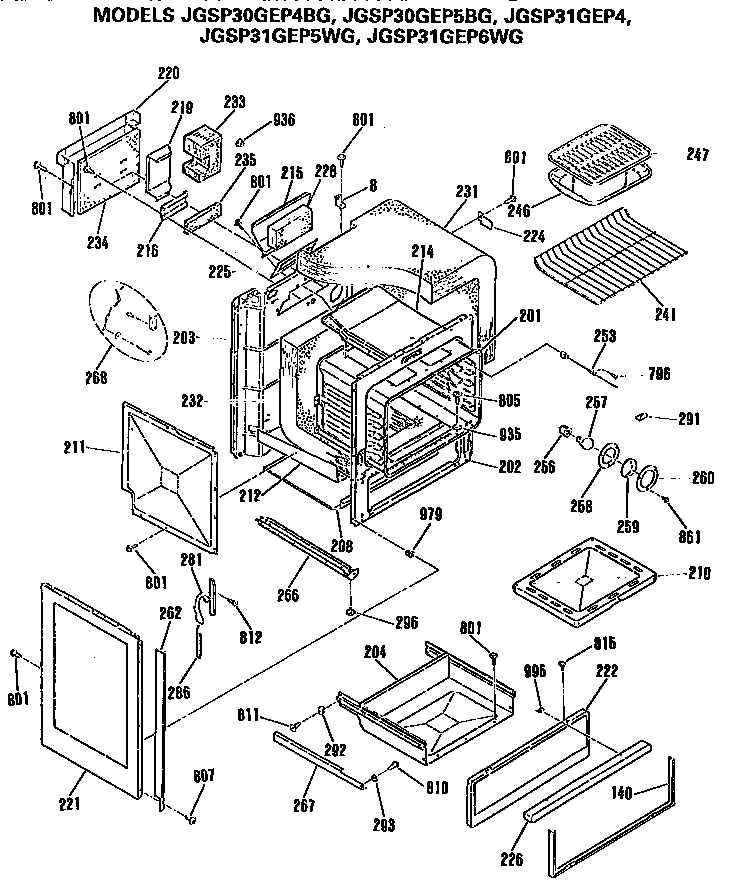 GE JGSP31GEP5WG main body diagram