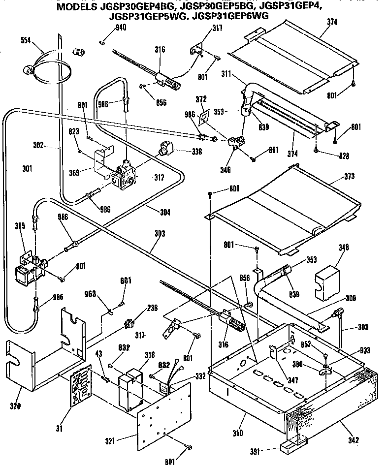 GE JGSP31GEP5WG gas control system diagram