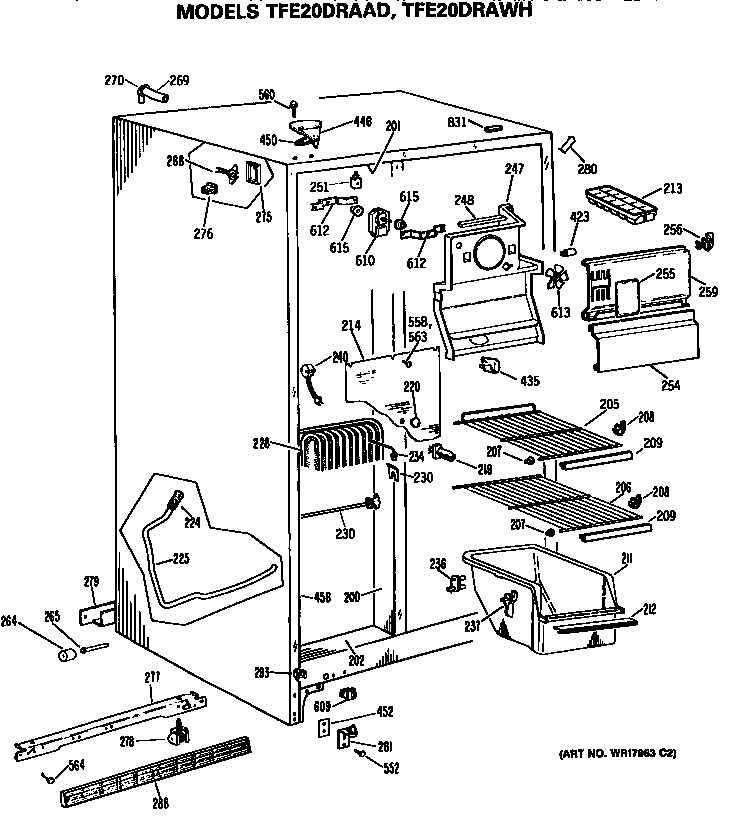 GE TFE20DRAAD freezer section diagram
