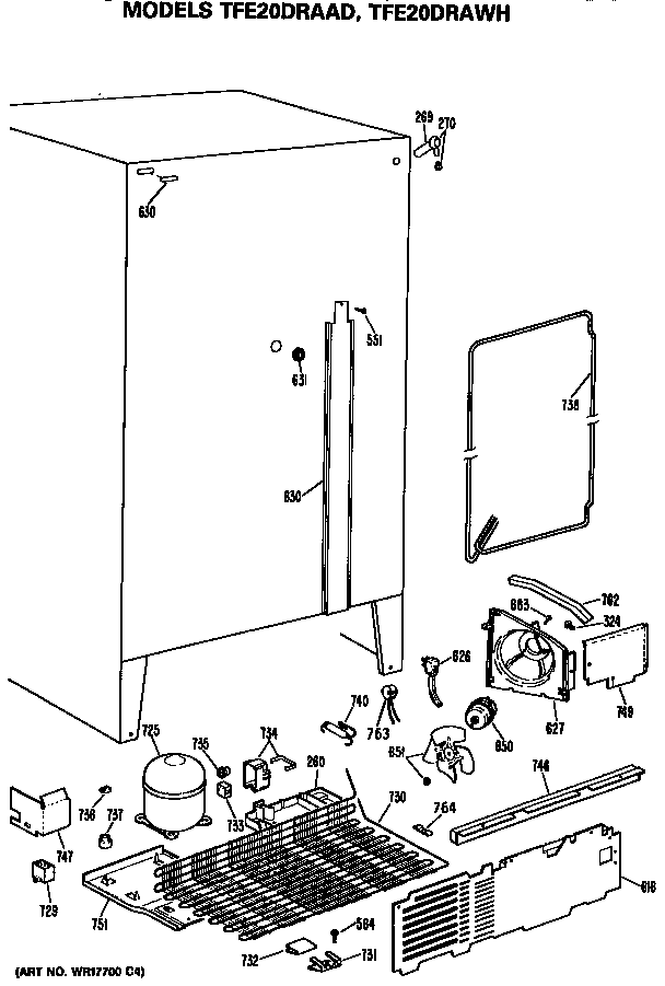 GE TFE20DRAAD unit parts diagram