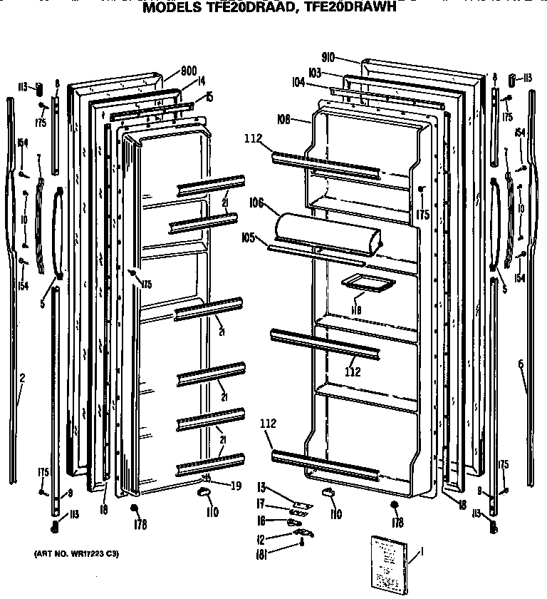 GE TFE20DRAAD doors diagram