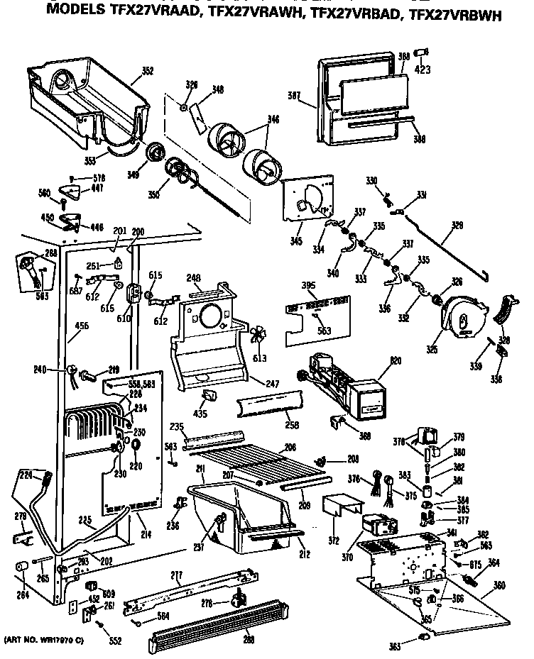 GE TFX27VRBAD freezer section diagram
