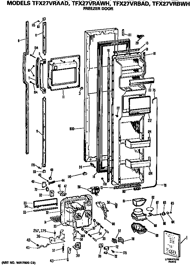 GE TFX27VRBAD freezer door diagram
