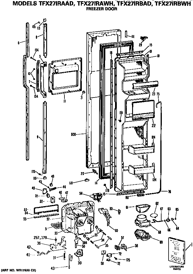 GE TFX27IRBWH freezer door diagram