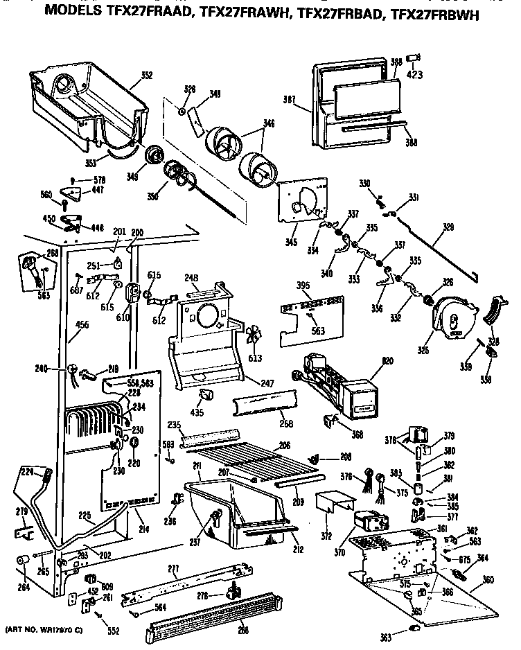 GE TFX27FRBWH freezer section diagram