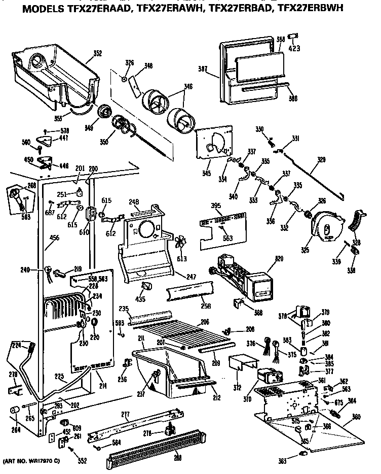 GE TFX27ERBAD freezer section diagram