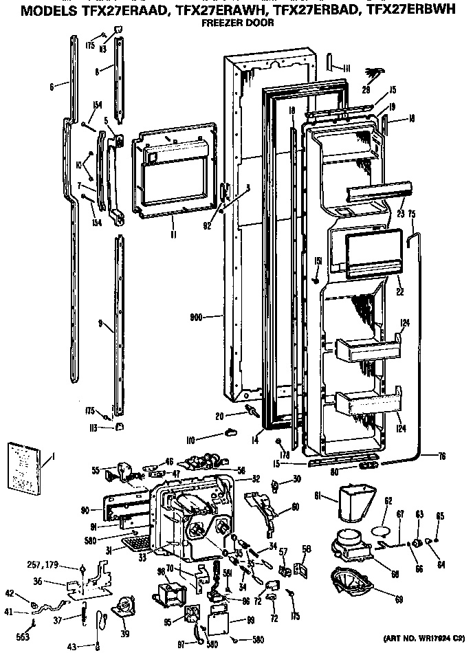GE TFX27ERBAD freezer door diagram