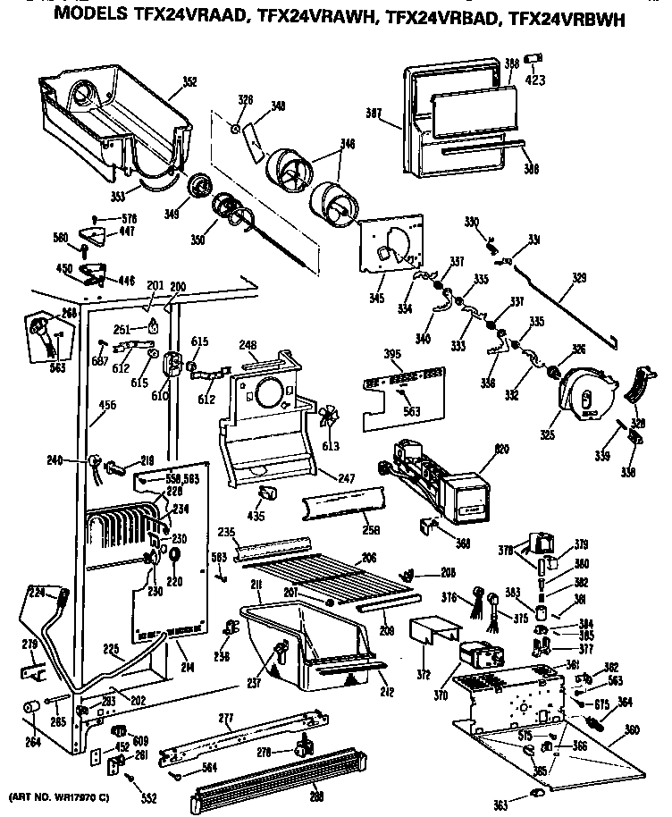 GE TFX24VRBAD freezer section diagram