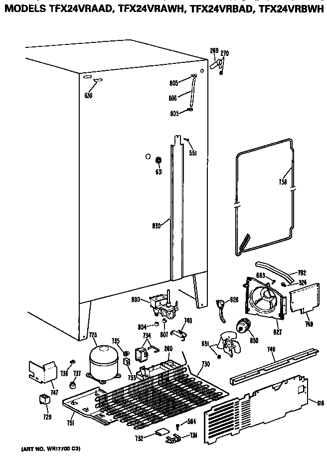 GE TFX24VRBAD unit parts diagram