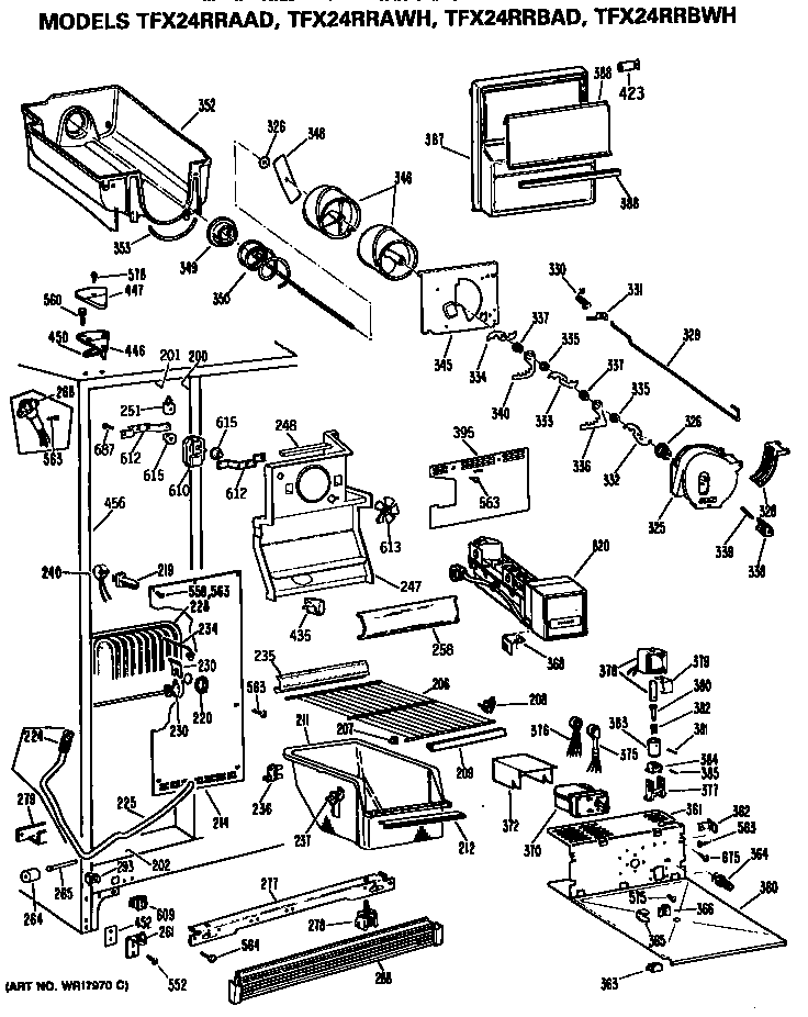 GE TFX24RRBAD freezer section diagram
