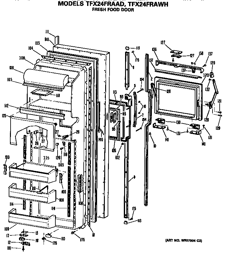 GE TFX24FRAWH fresh food door diagram