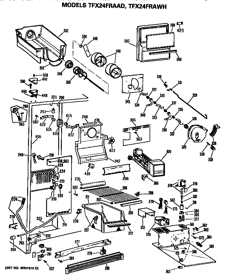 GE TFX24FRAWH freezer section diagram