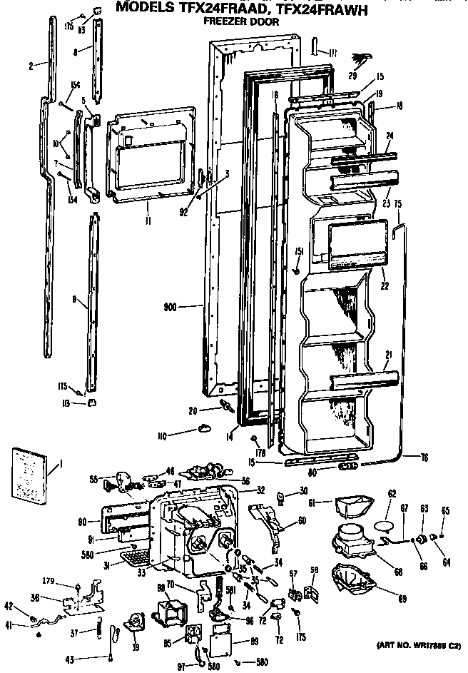 GE TFX24FRAWH freezer door diagram