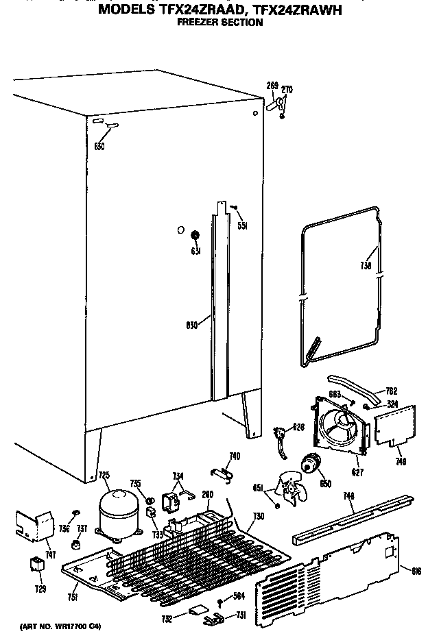 GE TFX24ZRAAD unit parts diagram