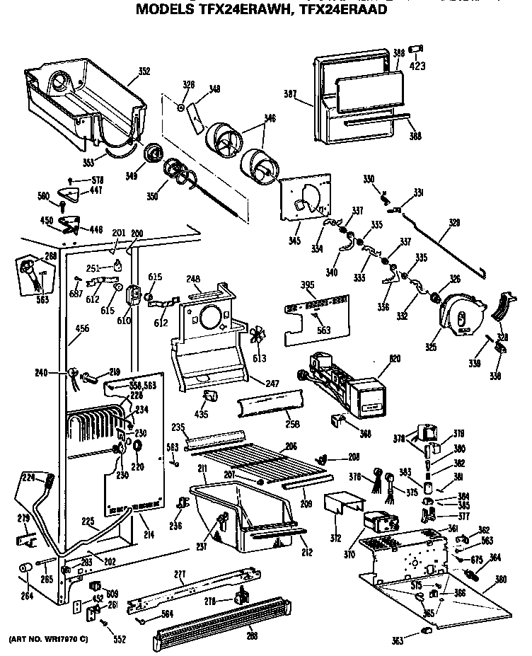 GE TFX24ERAWH freezer section diagram