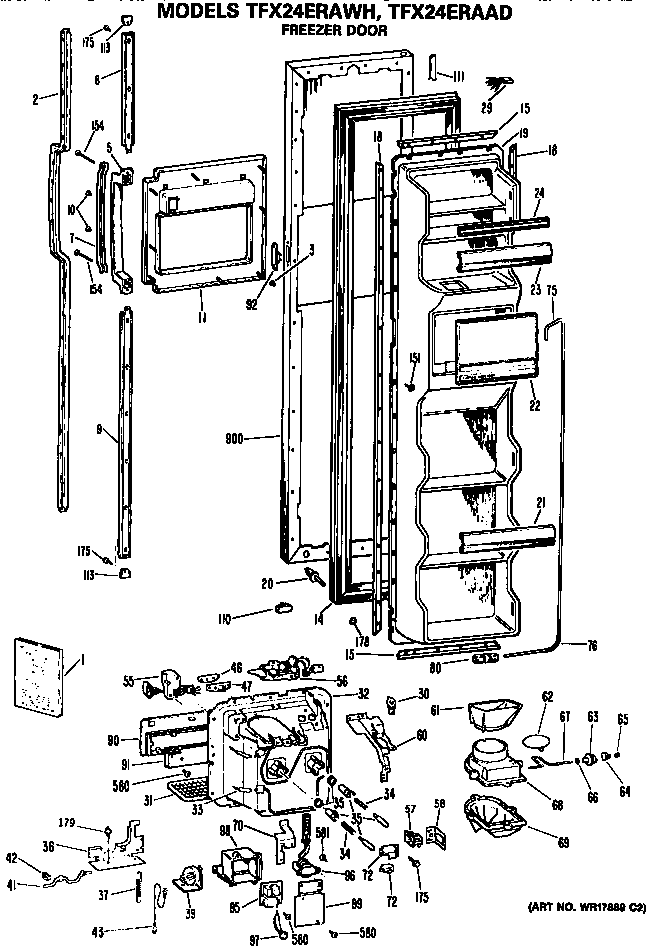 GE TFX24ERAWH freezer door diagram